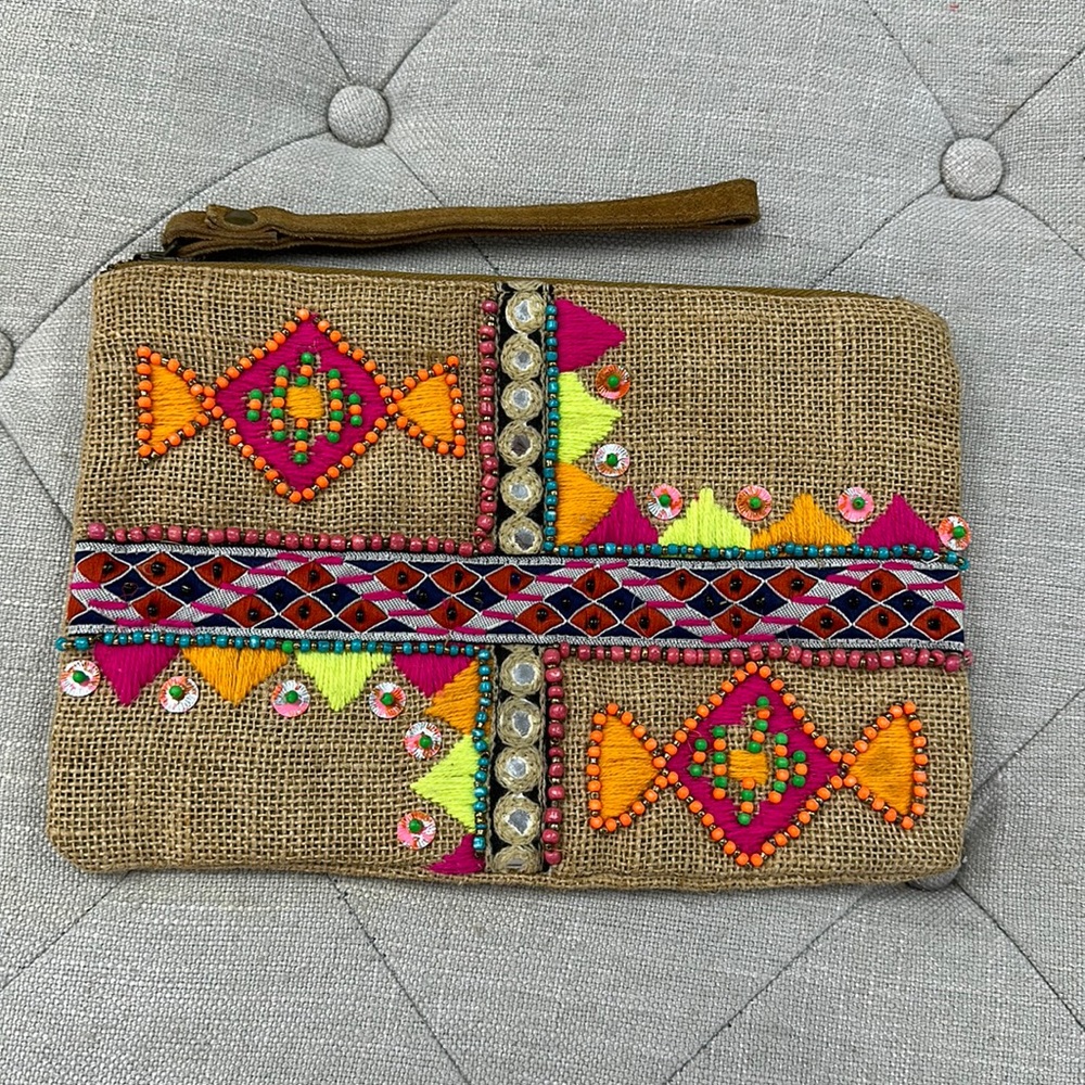 Love Stitch - Neon Embroidered Wristlet - Excellent condition